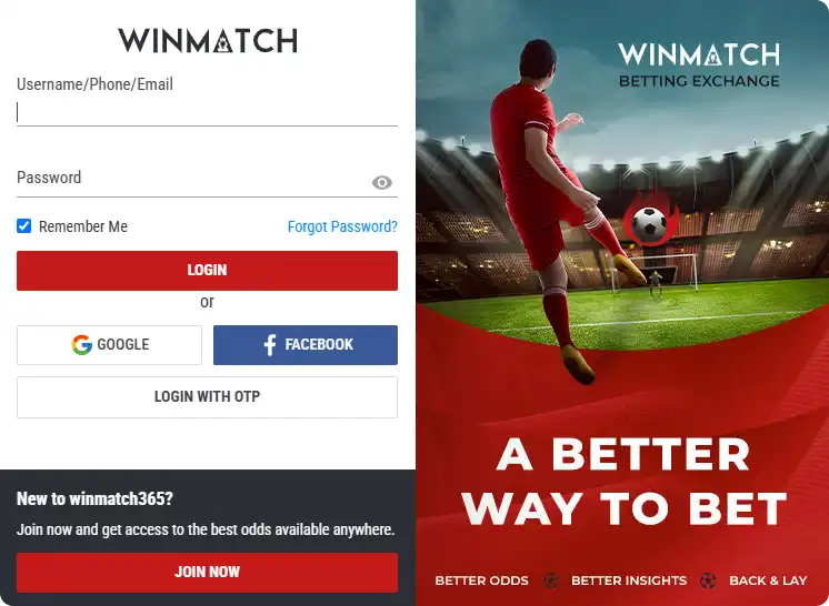 Winmatch Login Pocess